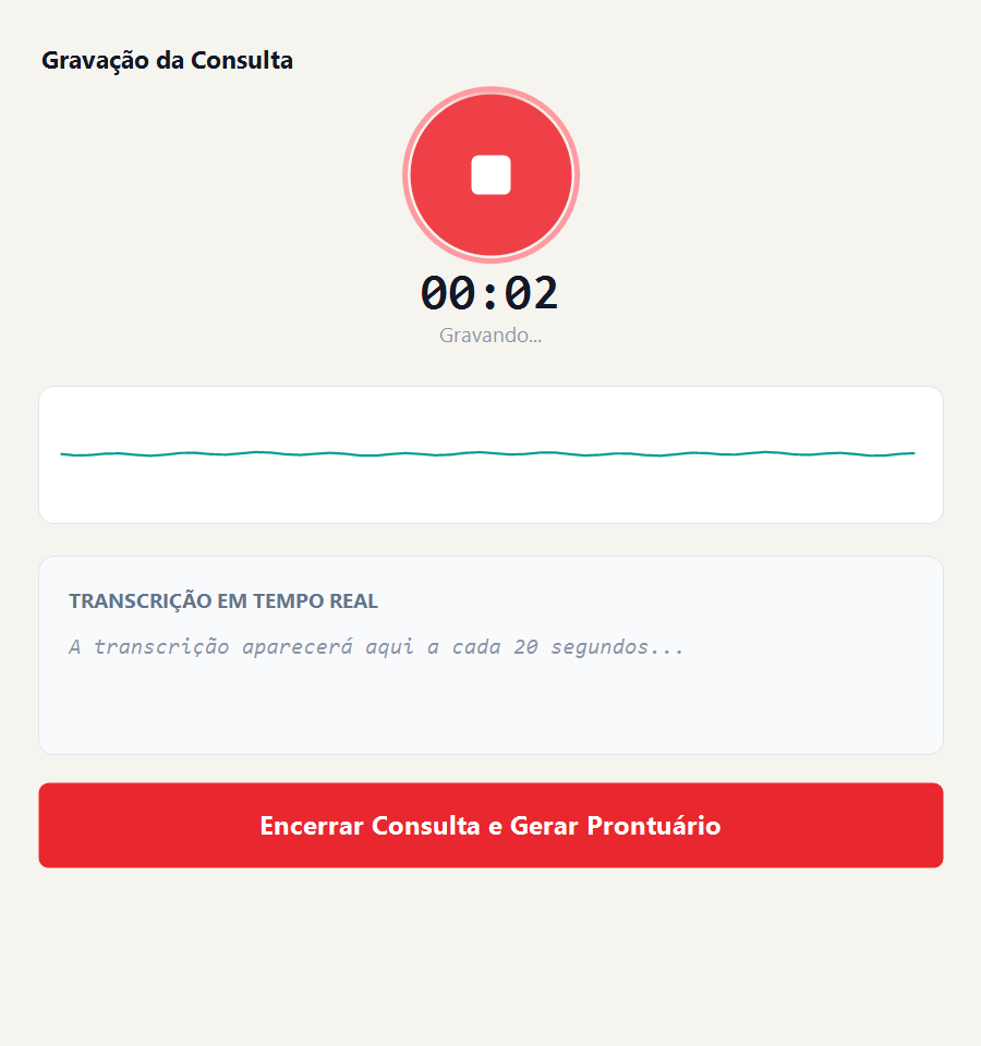 Interface de gravação do VetDoc